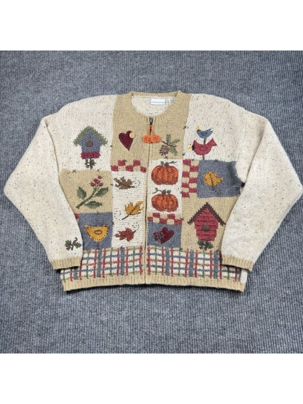 Vintage Croft & Barrow Knit Cardigan Womens XL 90s Autumn Fall Angora Wool Blend